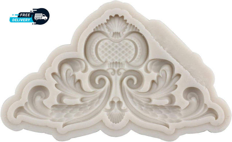 Baroque Style Curlicues Scroll Lace Silicone Fondant Molds Relief Flower Molds. gallery