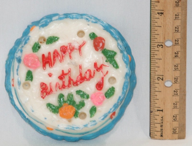 Happy Birthday 3-D Decorated Cake Candle Candleholder 4" Diameter x 1.5" High gallery