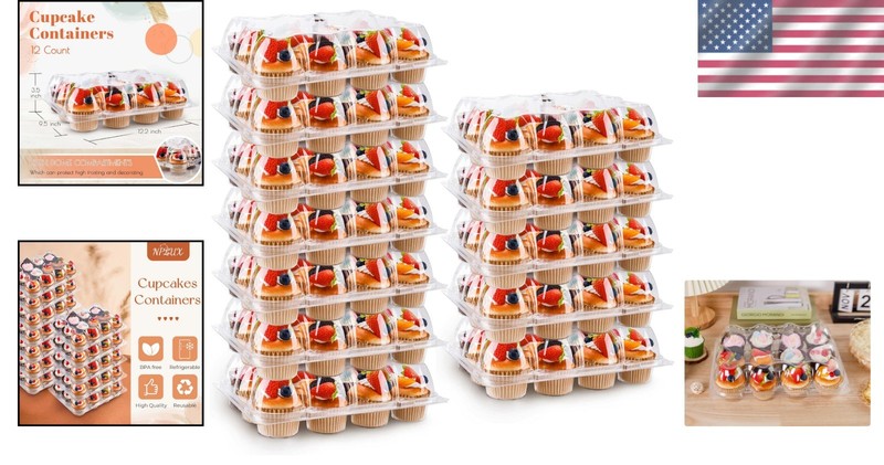 12-Pack Stackable Cupcake Boxes with Tall Dome Lids - Perfect for Events gallery