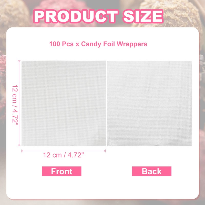 100 Pcs Candy Foil Wrappers, 4.7 x 4.7 Inch Chocolate Wrappers, Silver gallery
