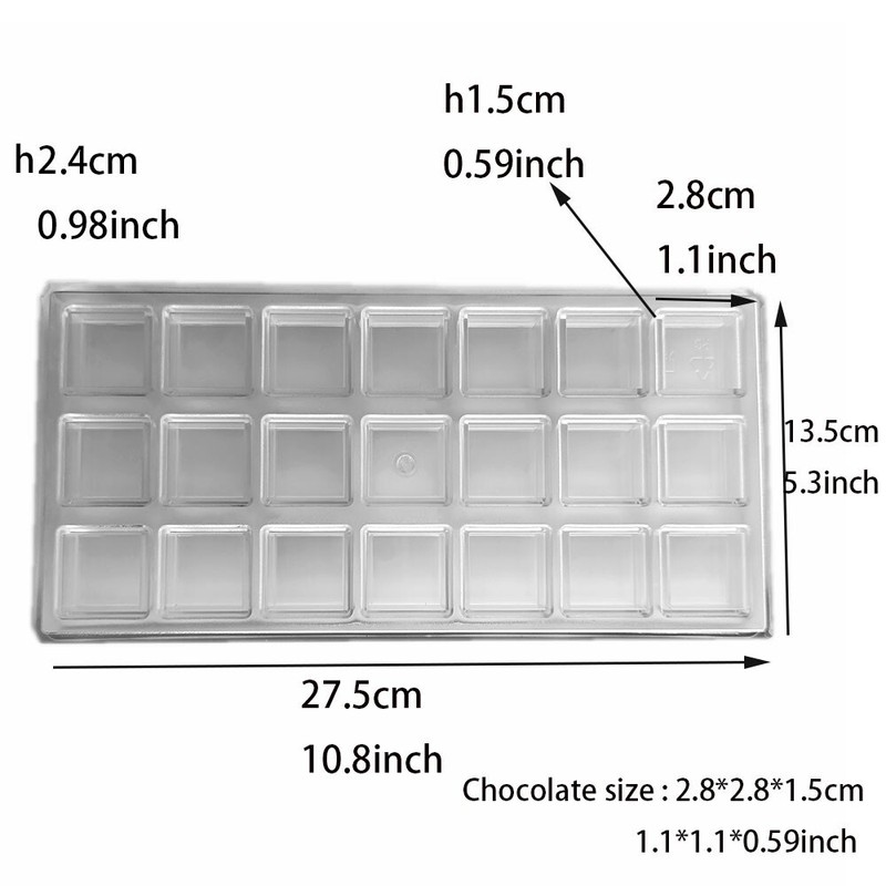 Square Chocolate Making Mould Polycarbonate Chocolate DIY Mold 21 Cavities Candy gallery