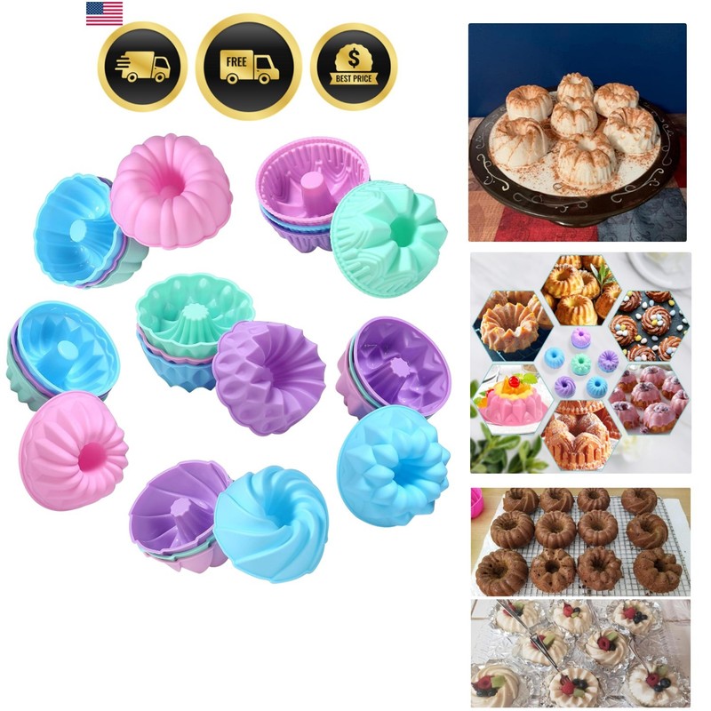 24Pack Silicone Molds, Nonstick 3 inches Donut Mold, Silicone Baking Cups, Do…