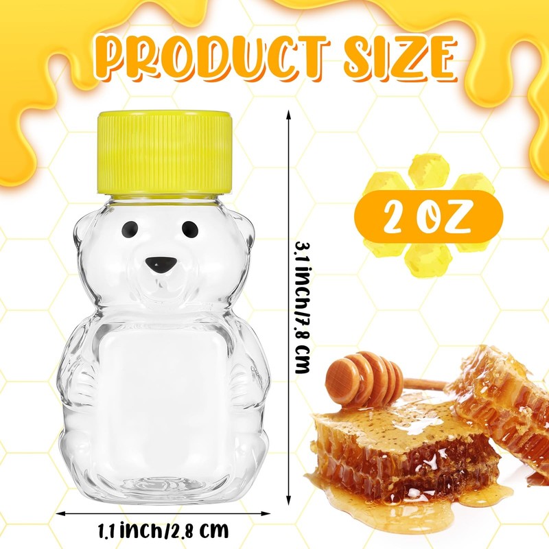 2 oz Plastic Bottle Bear Shape Clear Honey Containers Dispenser with Lid Jars gallery