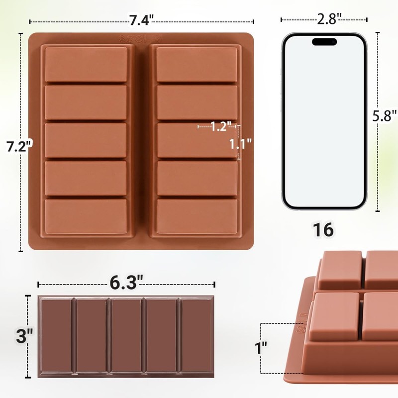Silicone Chocolate Bar Mold 1 Inch Deep gallery