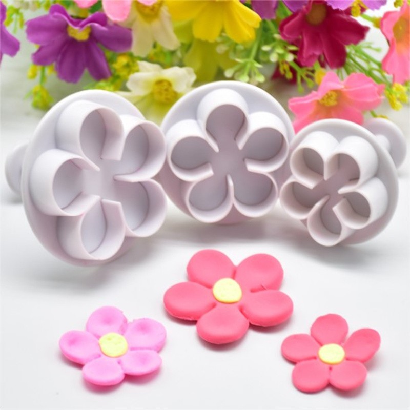 3Pcs Flower Plunger Cookie Cutter DIY Blossom Flower Cake Fondant Cake M..X gallery