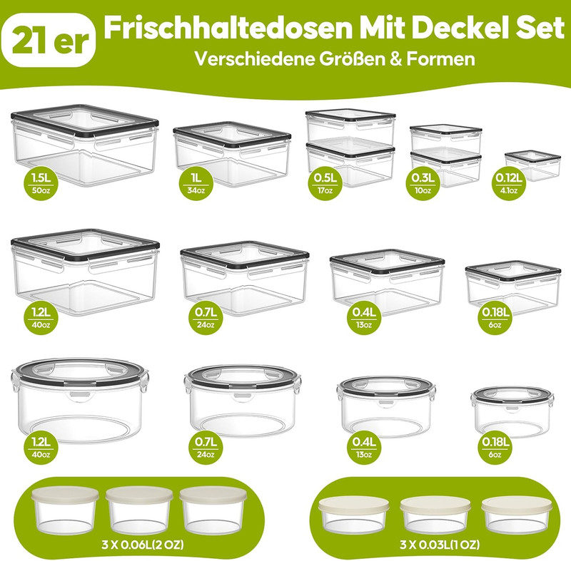 42-piece food storage container set with lids (21 containers + 21 lids), Me gallery