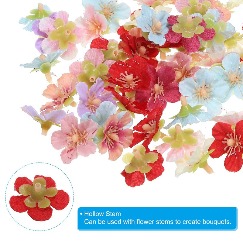 50Pcs 0.98" Artificial Silk Cherry Blossom Flower Heads for DIY, Multi-color gallery