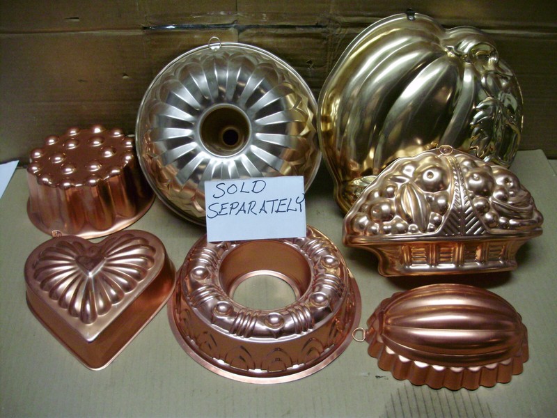 Mirro & Unbranded Baking / Jello Molds, Various Sizes Shapes, Copper Gold Color