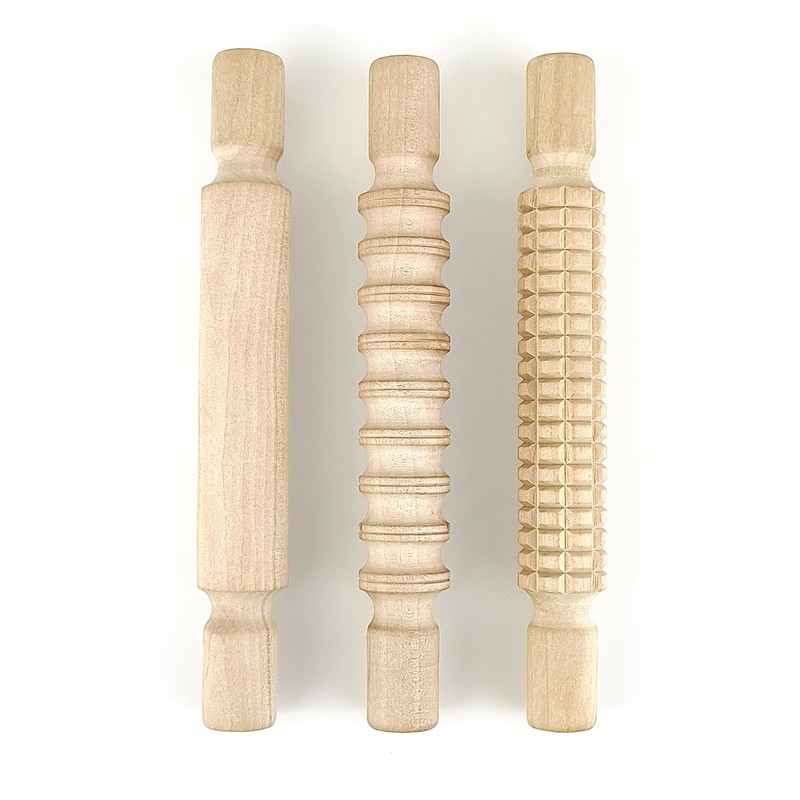 3 pcs 8 Inch Wood Rolling Pin, Great for Children's Play, Arts and Crafts