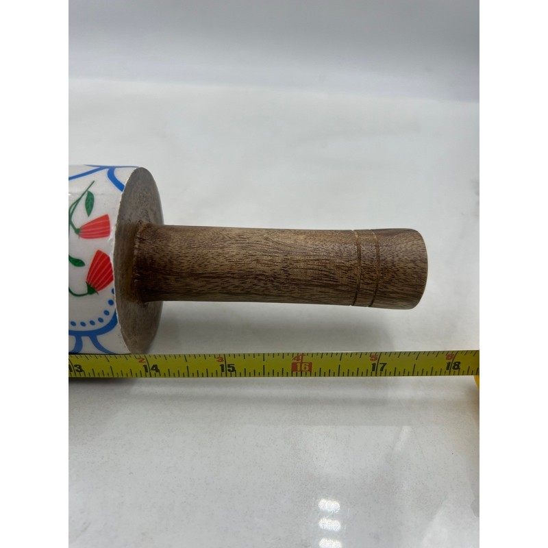 CBK Inspired Home Rolling Pin Blue White Cherry Wood Handles Baking Kitchen gallery