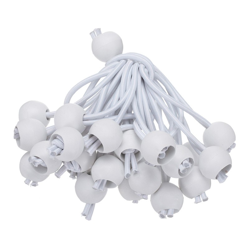 50Pcs Ball Bungee Cords 4″ Heavy Duty Bungee Cord Balls for Tent Holding, White