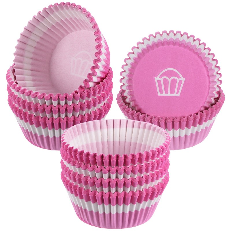 200-Pack Standard Cupcake Liners, for Wedding/Party [Pink/White]