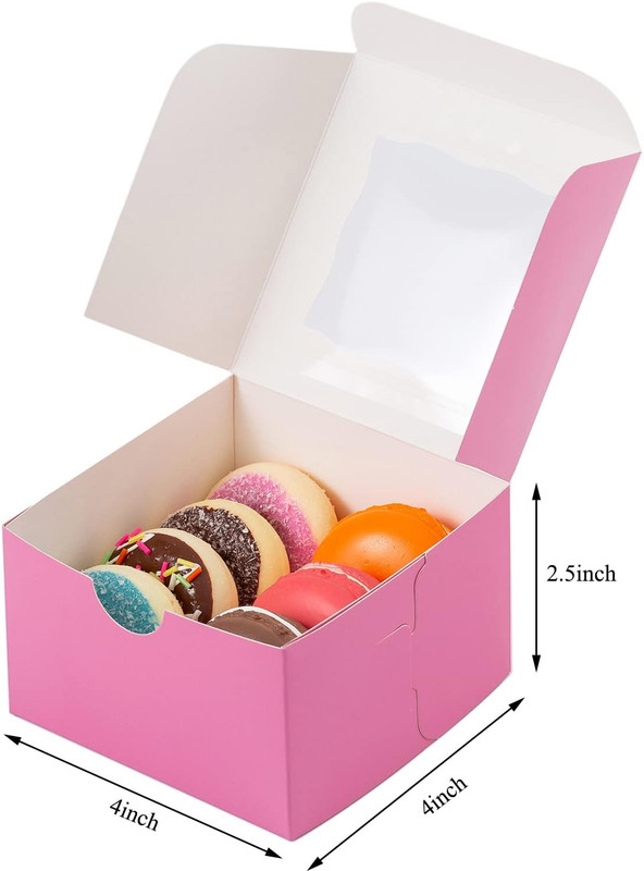100Pcs Paper Cookie Boxes With Window Small Bakery Boxes 4x4x2.5 Inches Mini Cak gallery
