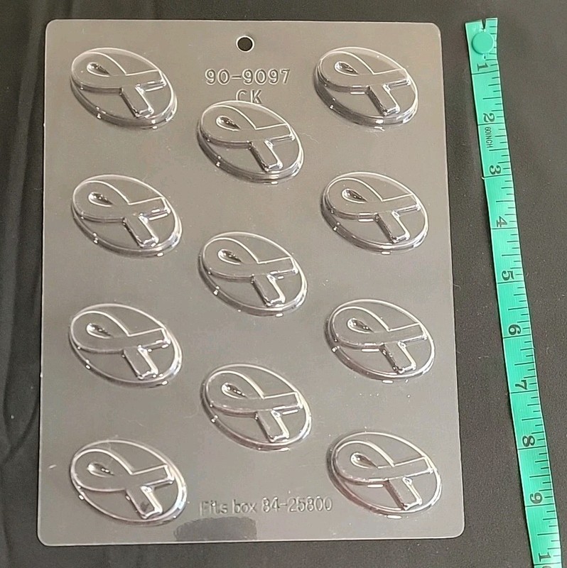 Cancer Awareness Ribbon Oval Chocolate Candy Plastic Mold
