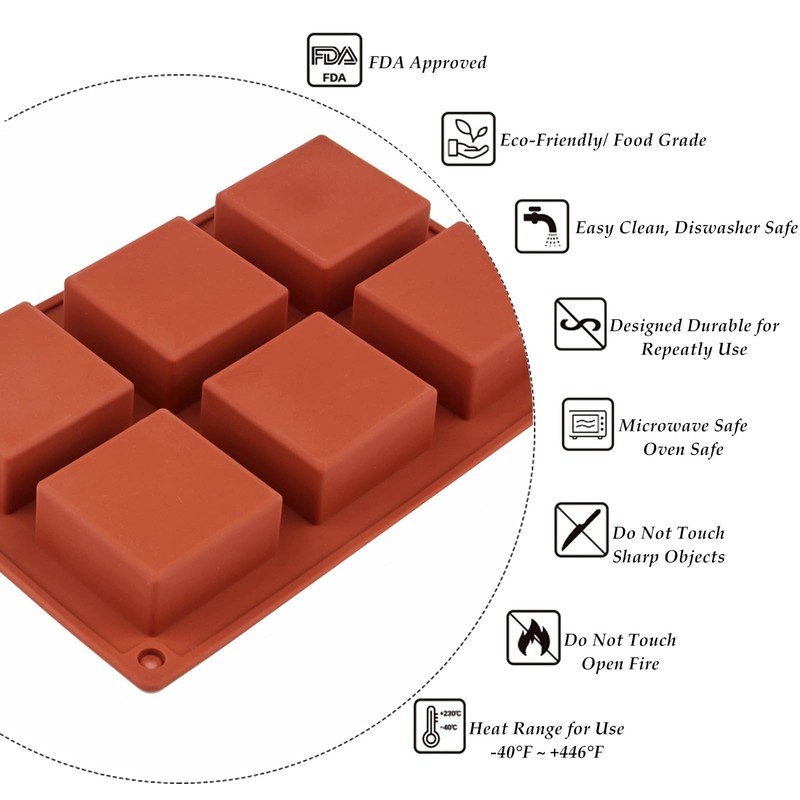 Square Cake Silicone Molds | 2" x 2" x 1" Chocolate Molds for Brownie Bites, ... gallery