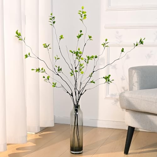 4PCS Artificial Ficus Branches for Vase, Fauxery Stems for Vase 4 Pcs Green gallery