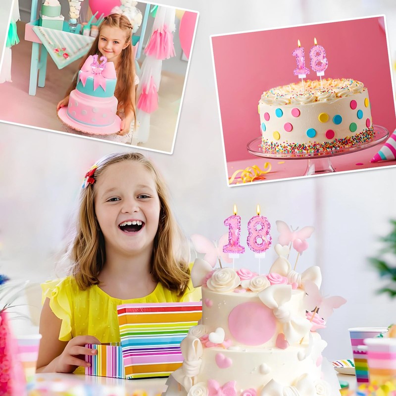 Kinsynko Number 18 Candle Pink Sequins 18 Birthday for Princess gallery