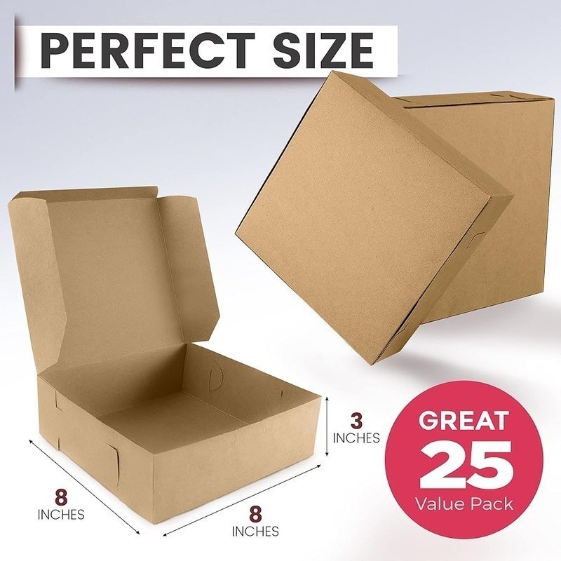 Kraft Bakery Boxes 25 Pack Tuck Top Gift Boxes Food Safe Disposable Storage New gallery