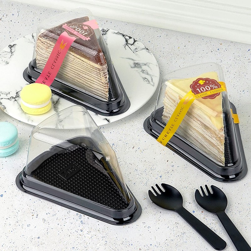 50 Pack Cake Slice Containers, Clear Plastic Cheesecake Containers Disposable... gallery