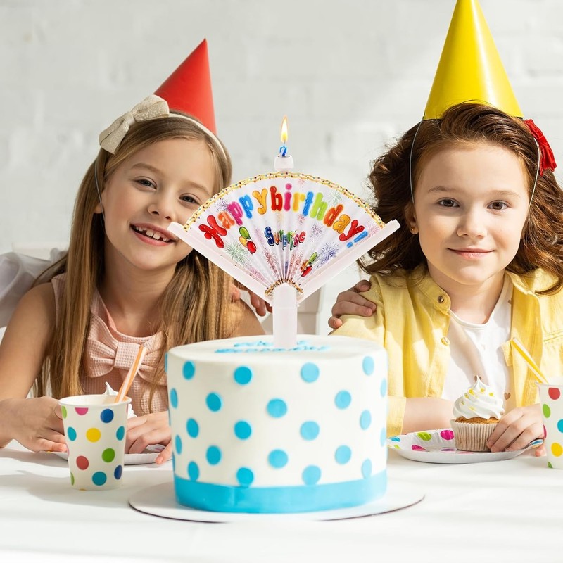 2Pcs Novelty Fan Birthday Candles, Pop-Up Surprise Clown Funny Trick Cake Topper gallery