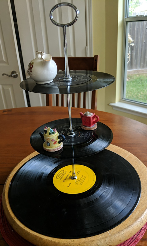 Cake Cookie Stand Vtg 3 tier Record cupcake tea Collectible toys Jewelry Display