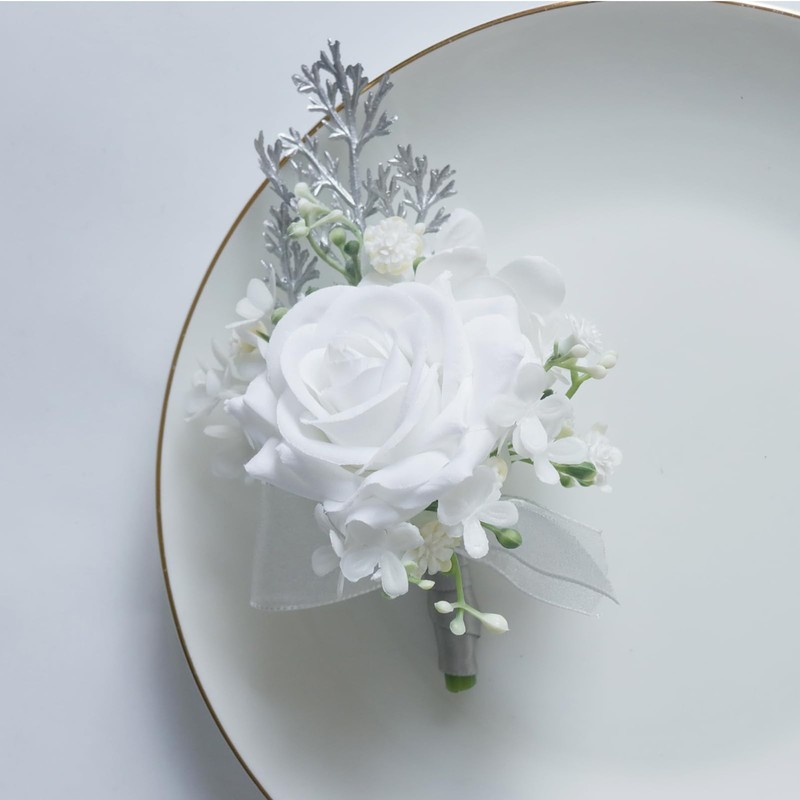Mafeloe Boutonniere Corsage Set Artificial Flowers Accessories For Wedding Prom gallery