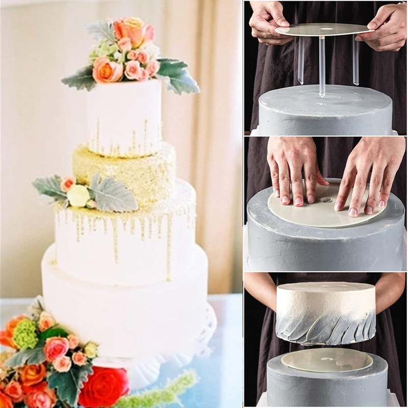 Suxgumoe Cake Tier Stacking Kit, 4 Pcs White Reusable Separator Plates for 4, 6, gallery