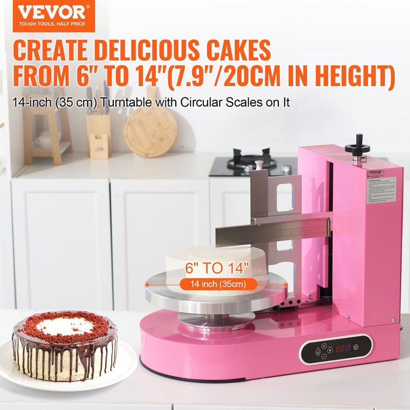 VEVOR Cake Decorating Machine Cake Frosting Spreading for 6" to 14" Cake Pink gallery