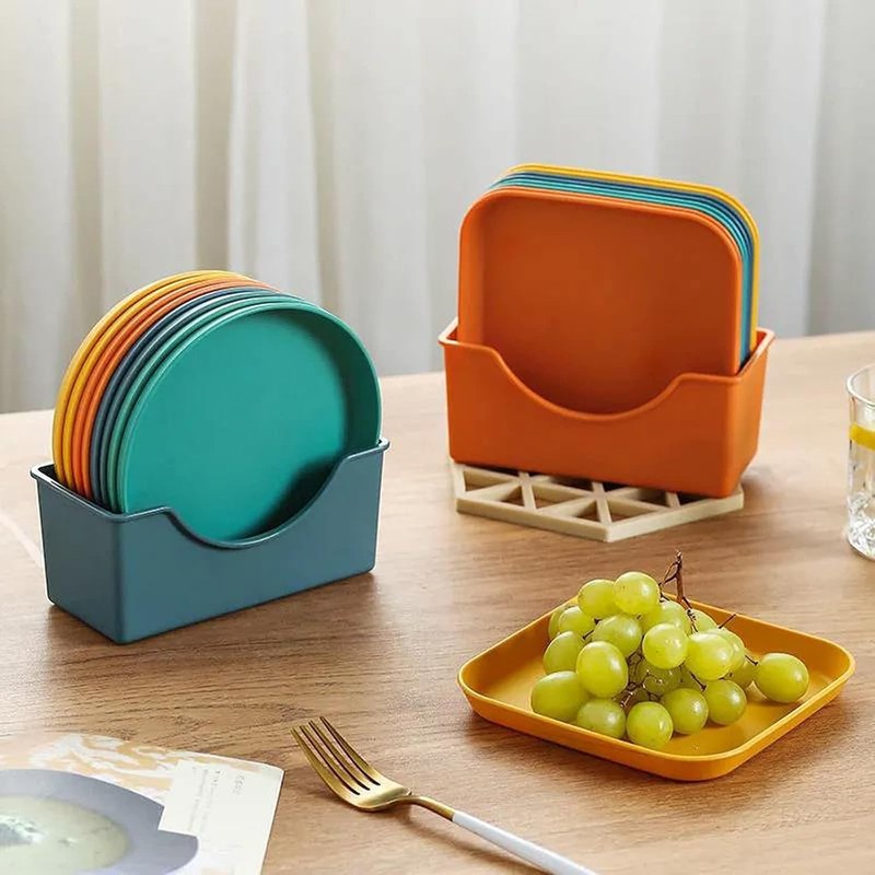 Appetizer Salad Plates, Dessert, Snack, Fruit Plate Set, Reusable Round gallery