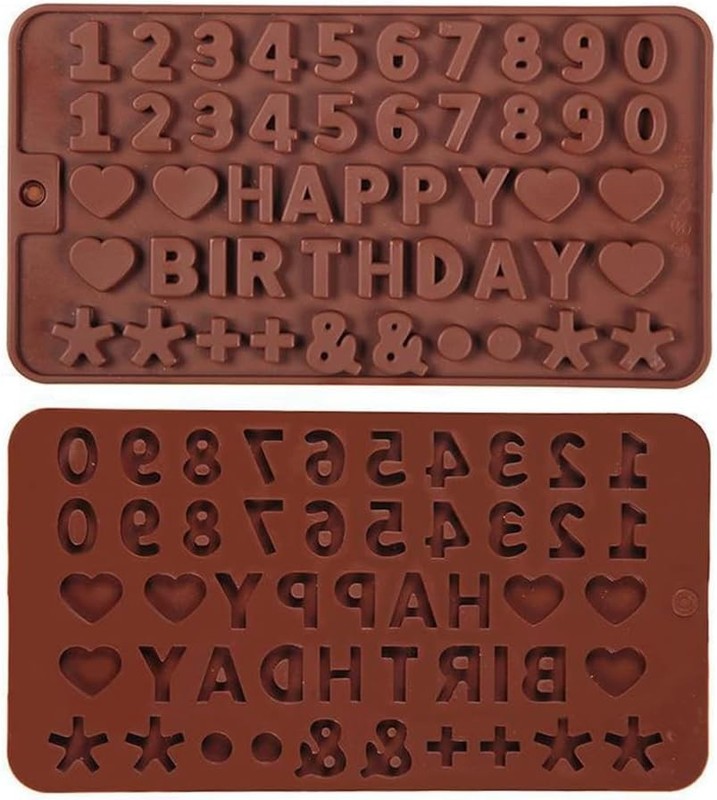 2-Pack Silicone Alphabet & Number Chocolate Molds – Birthday Cake DIY Set gallery
