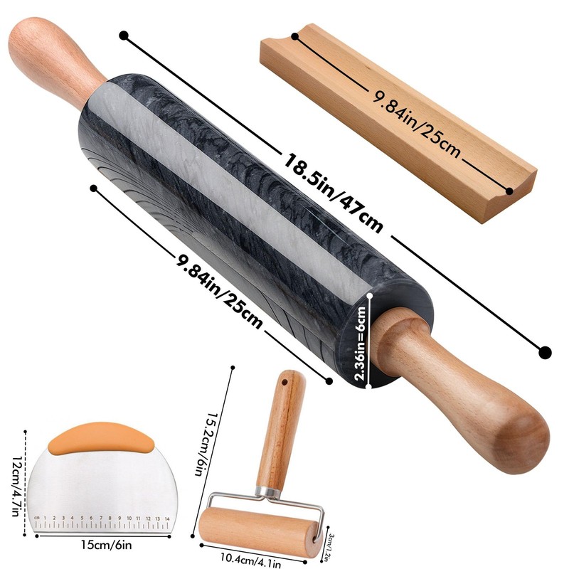 18.5 inches Marble Rolling Pin,Large Non-Stick Dough Roller,for making pizza,... gallery