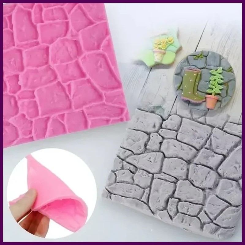 Rock Bark Texture Silicone Mold Kitchen Baking Cake Decoration Wall Skin