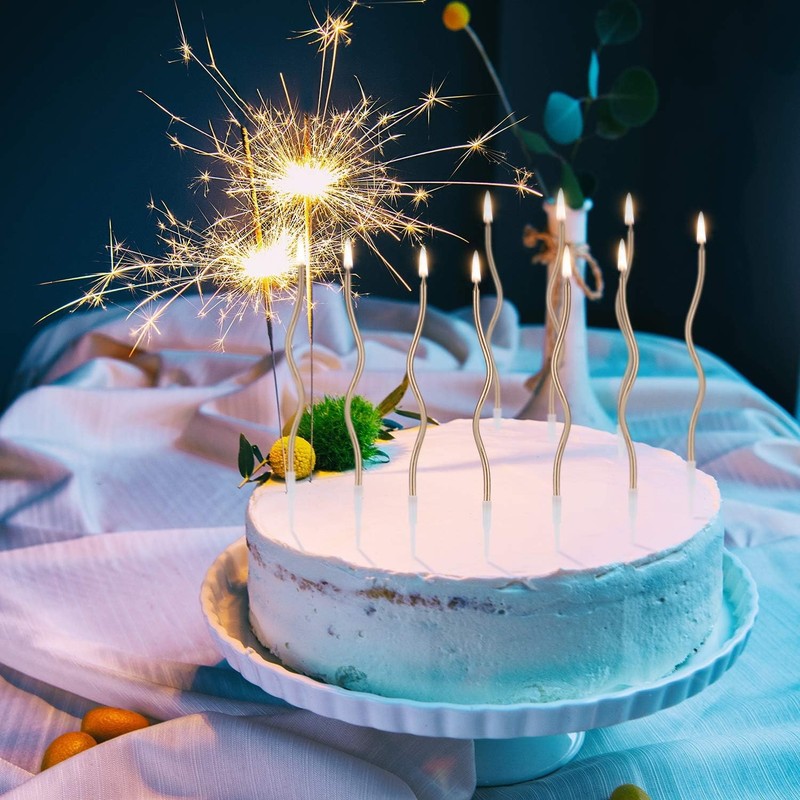 Luter 24pcs Metallic Birthday Candles in Holders Spiral Birthday Cake Candles gallery