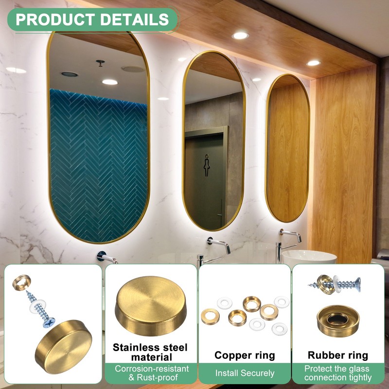 20-Pack Screw Covers Caps, 0.75" Dia Decorative Mirror Screws Cap [Gold Tone] gallery
