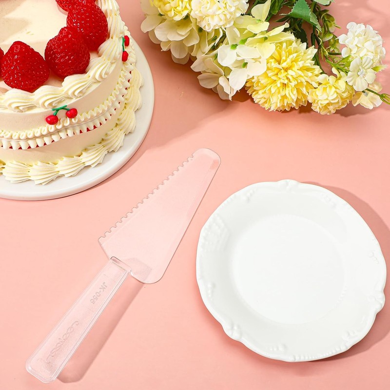 50 Pcs Plastic Disposable Cake Cutter 9 Inch Wedding Pie Server Plastic Spatula gallery