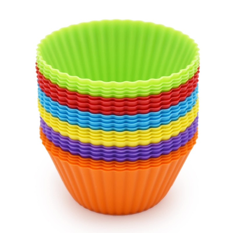 Silicone Cupcake Baking Cups 24 Pack Reusable & Nonstick Muffin Cupcake Liners H