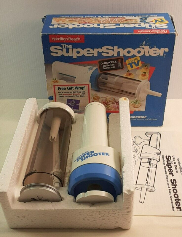 Hamilton Beach Super Shooter Cordless Cookie Press 8 Discs No Decorator Tips