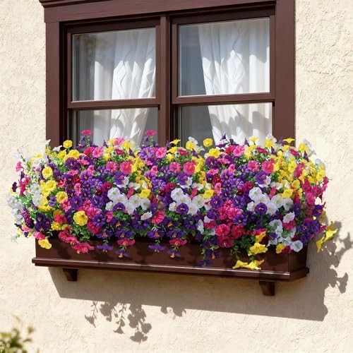 24 Bundles Artificial Flowers for Outdoors Summer Outside Decoration, White gallery