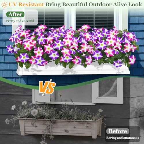 Artificial Flowers for Outdoors Realistic Fake 4 Bundles Fuchsia, Rose Red gallery