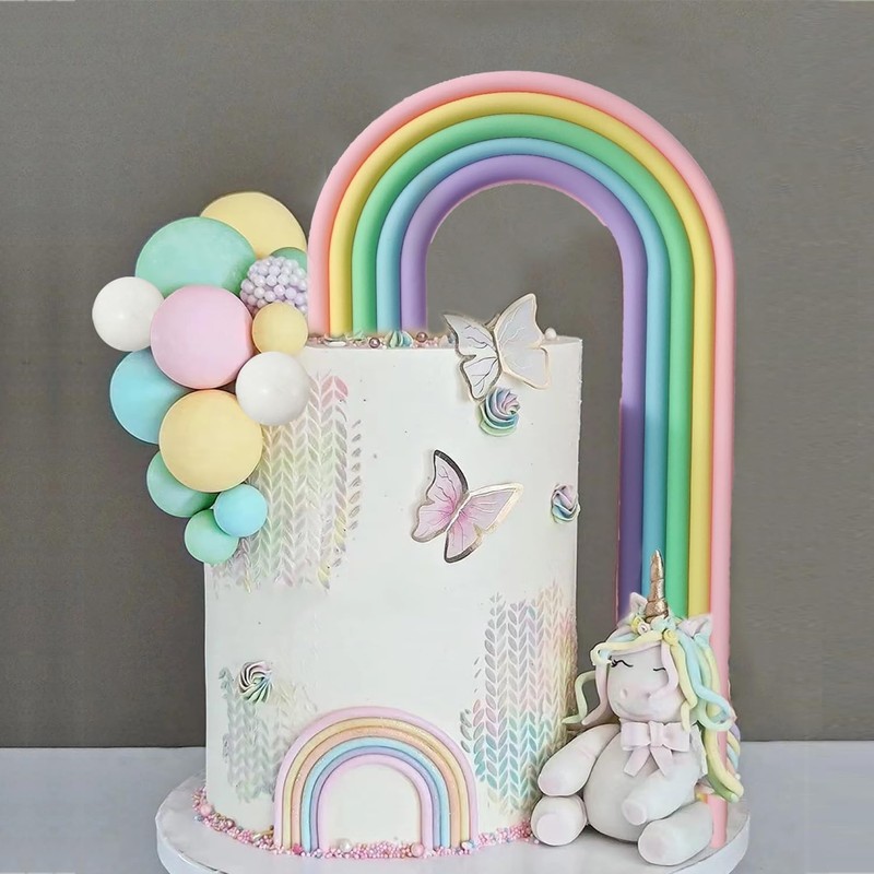 28PCS Rainbow Cake Toppers Colorful Balls Cake Decorations for Wedding Baby gallery