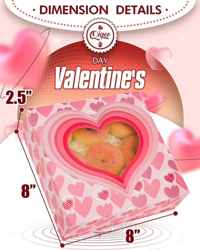 Valentine Pastry Box With Window 8x8x2.5 inch Donut Pie Boxes 30pcs Bakery Bo... gallery