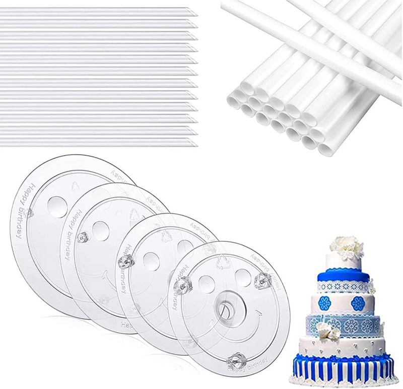 Smiley Cake Dowel Rods Set with Separator Plates for Tiered Cakes, 28 Pcs gallery