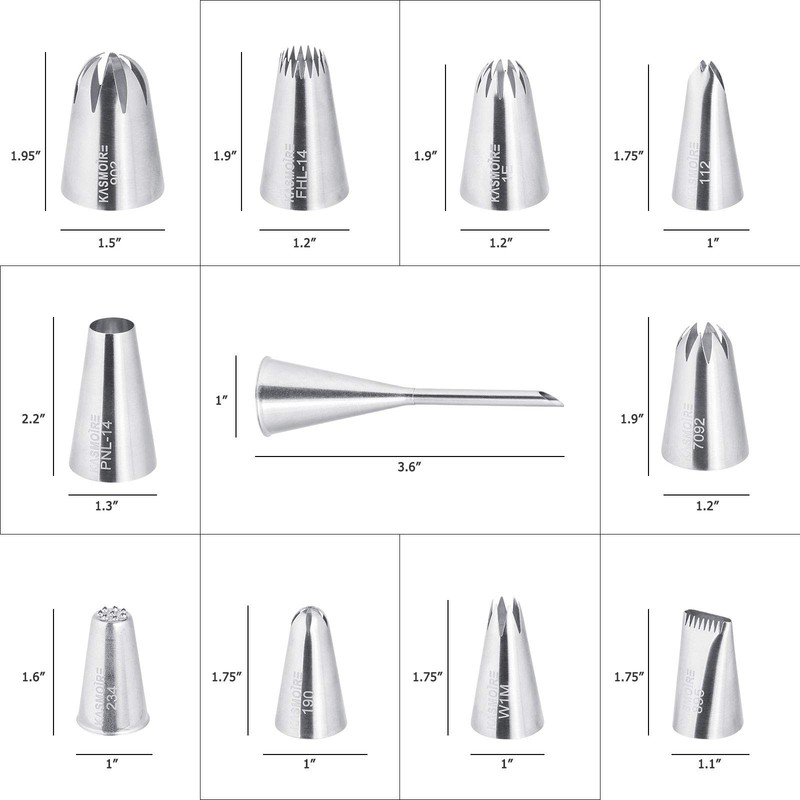 11 Pcs Extra Large Piping Tip Set,Stainless Steel Cake Decorating Icing Tips ... gallery