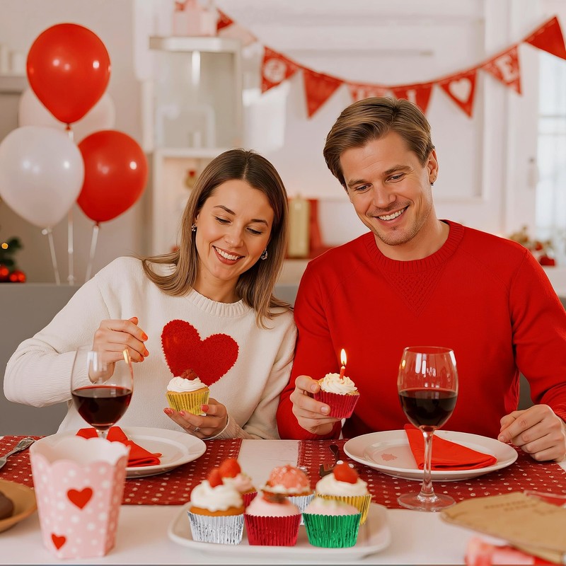 100PCS Wedding Cupcake Liners Red Green Gold Silver Foil Baking Cups Standard... gallery