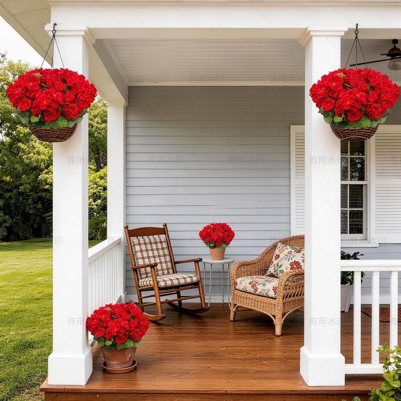 FULLMUSIC Artificial Flowers for Outdoor, UV Resistant Realistic Geranium Red gallery