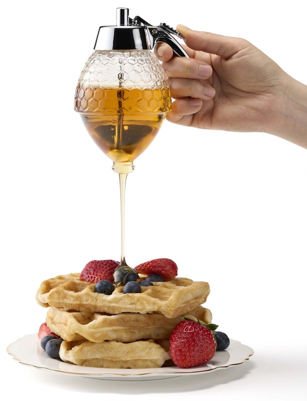 Stainless Steel Shaft, Glass Honey Dispenser, Sleek Silver ABS Lid – No Drip ... gallery