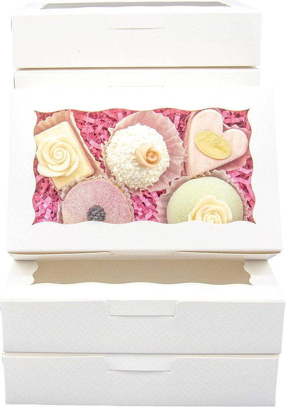 50Pcs 7X4.5X1.5 Inches Cookie Boxes with Window White Dessert Boxes Pastry Boxes