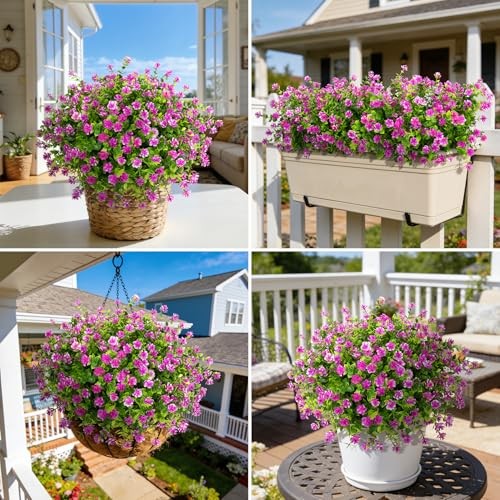 24 Bundles Artificial Flowers for Outdoors Decoration - UV Fuchsia - UV Fuchsia gallery