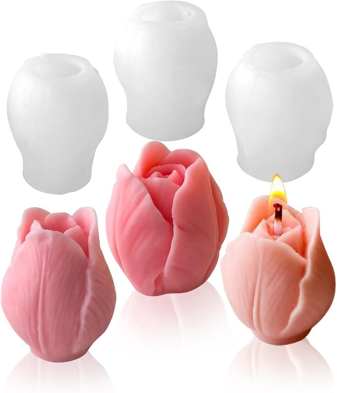 3 PCS High-Quality Tulip Flower Molds - Ideal for Candle, Soap & Dessert Decor gallery