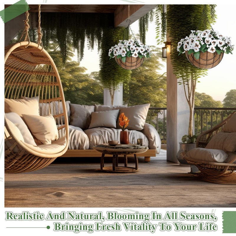 Canlierr 2 Pack Artificial Hanging Flowers In Basket For Spring Summer Outdoor gallery